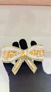 PEARL RHINESTONE BOW HA-03